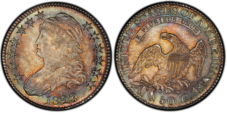 1823 Capped Bust Half Dollar. O-101. Broken 3. MS-65+ (PCGS).